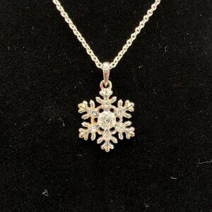Silver Snowflake Pendant Necklace 20" With Gift Box
